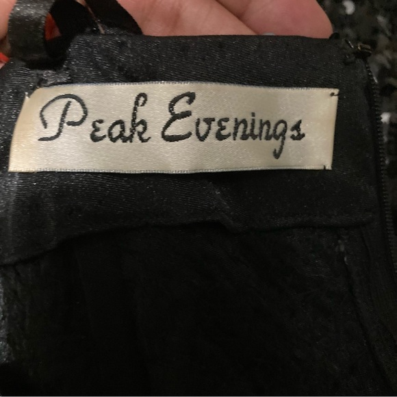 Peak Evenings Black Sequined Floor Length Dress Gown Sz 8 - Picture 13 of 16